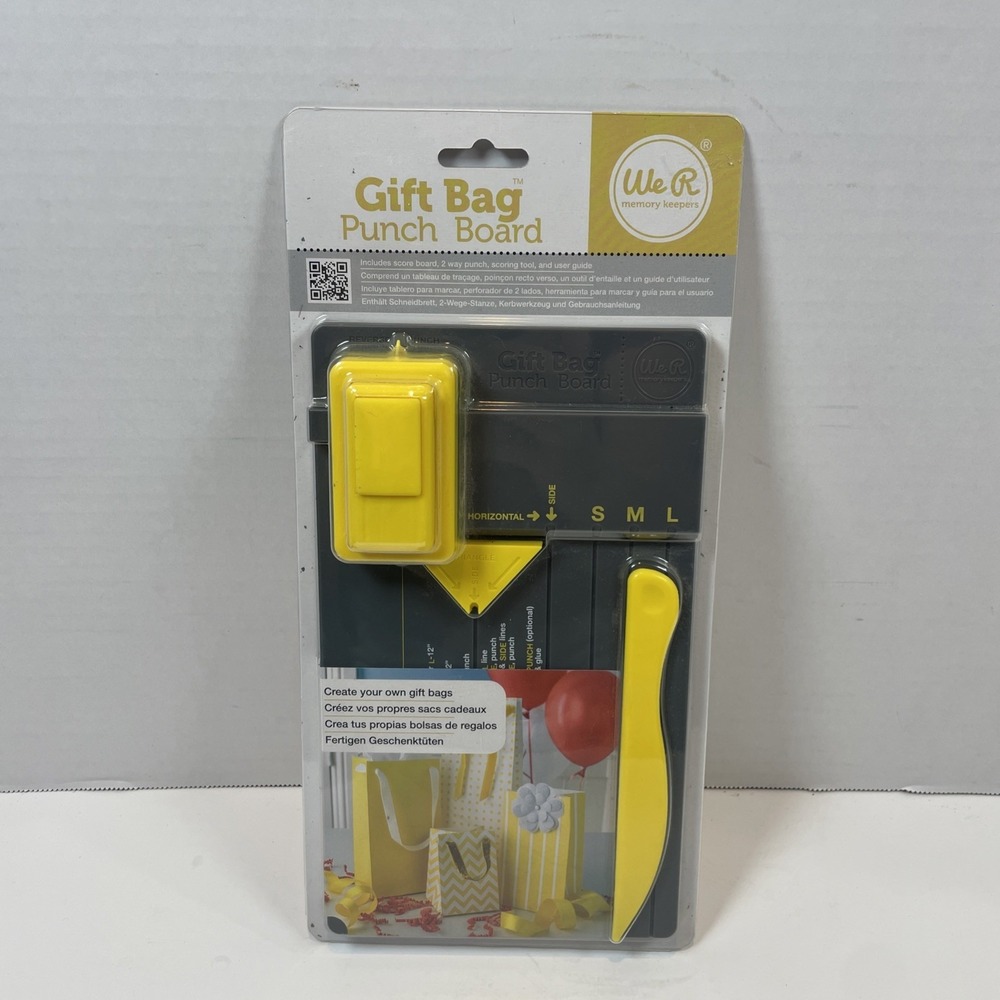 We R Memory Keepers Gift Bag Punch Board OS Grey Yellow 71333-3 Craft Tool